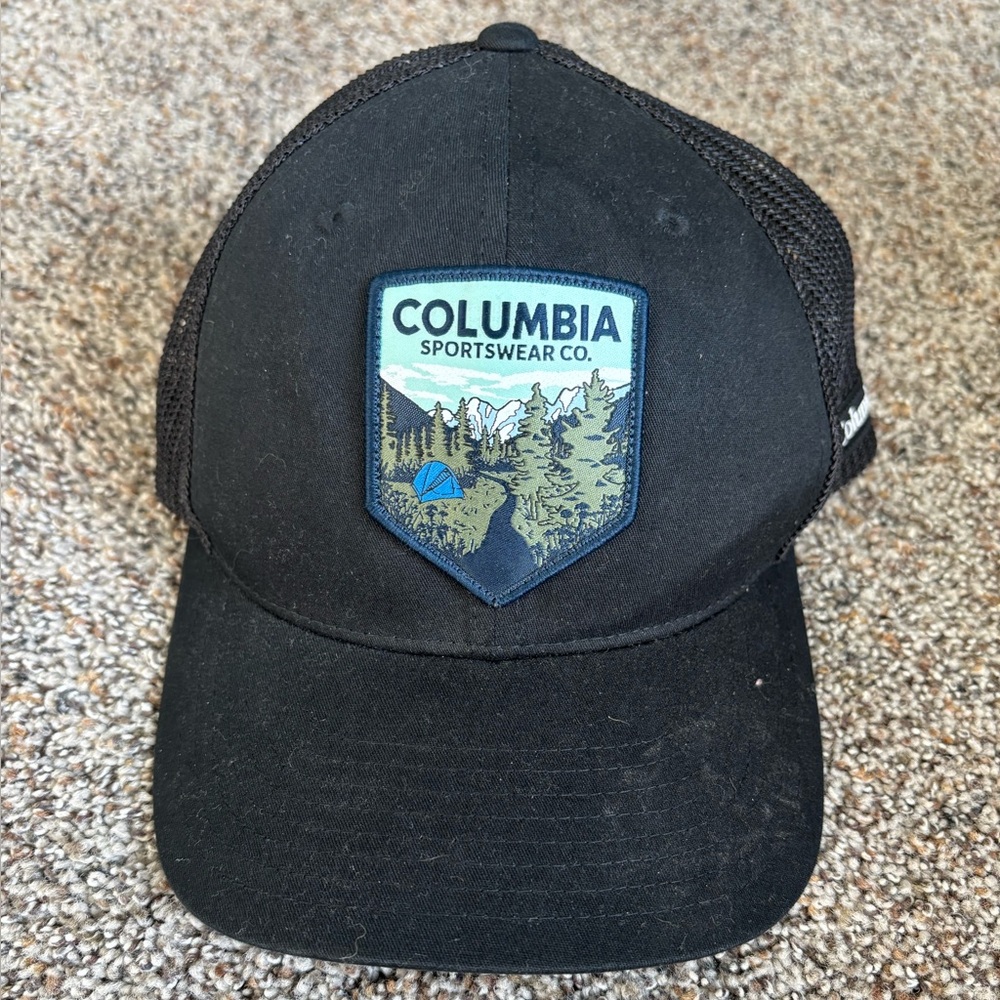 Columbia Sportswear Black Mesh Forest Mountain Nature Patch Trucker Hat